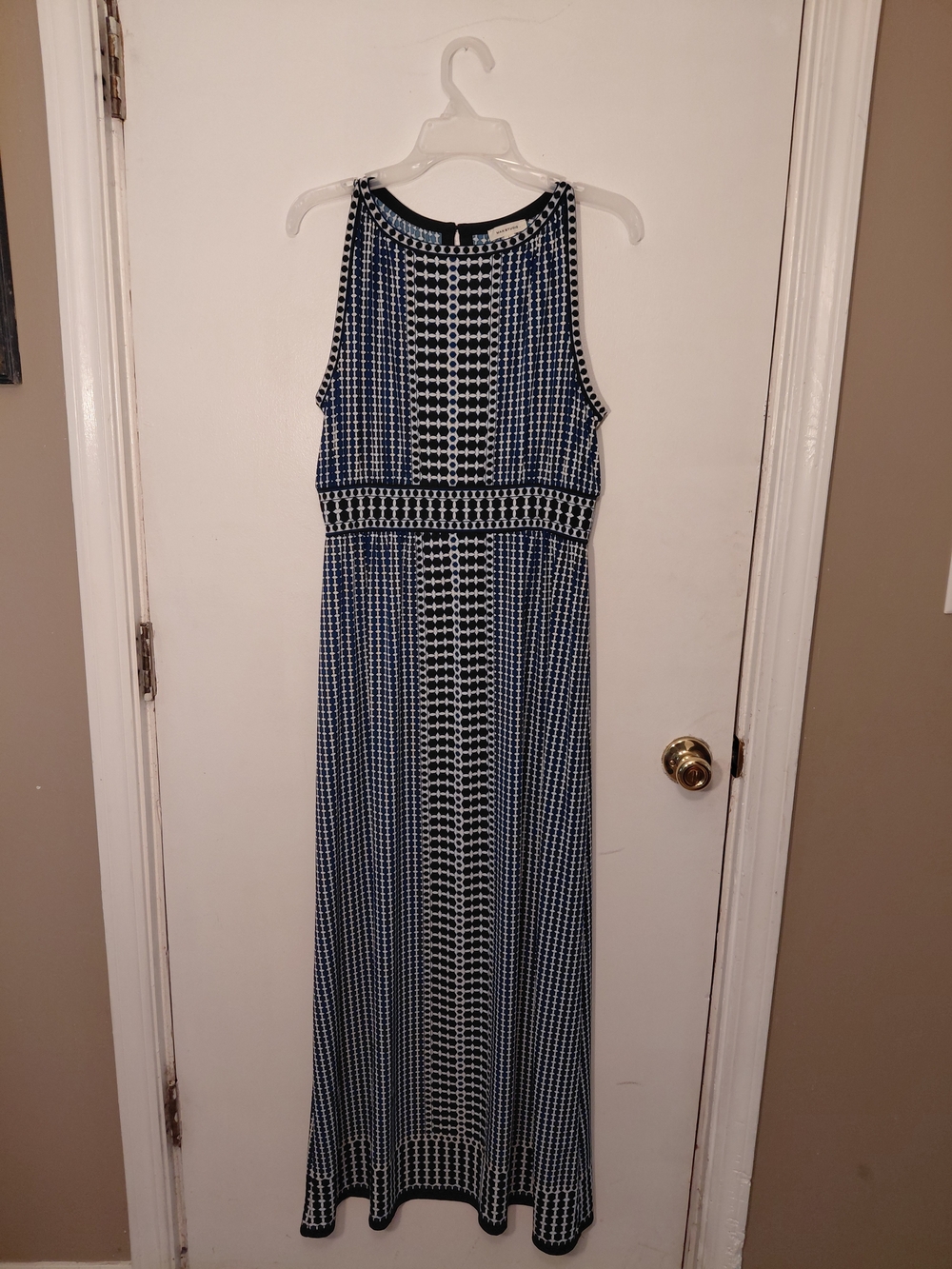 Max Studio Navy and White Patterned Maxi Dress